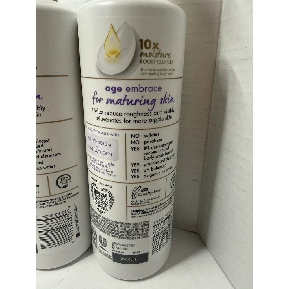 5 Pack New Dove Body Love Age Embrace Body Cleanser Peptide Serum 17.5oz